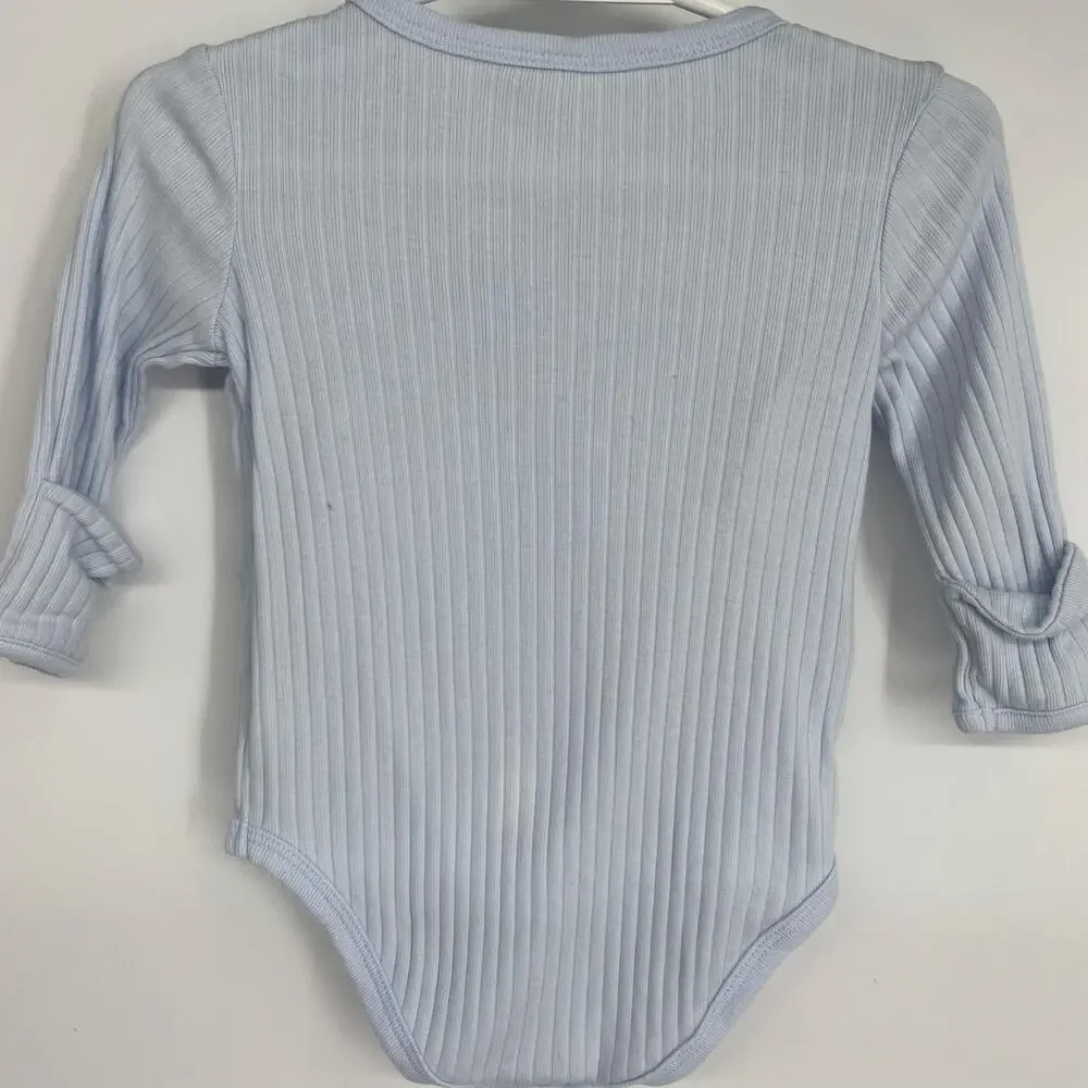 Janie & Jack Baby Pointelle Wrap Bodysuit 3-6 Month Blue & White‎ Unisex